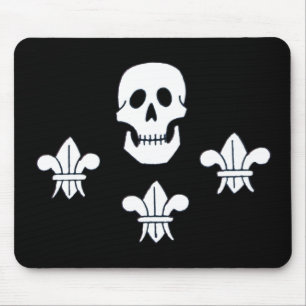 JOLLY ROGER SKULL OCH TRE LILIES FLAGGA MUSMATTA