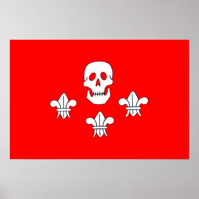 JOLLY ROGER SKULL OCH TRE LILIES FLAGGA POSTER (Framsidan)