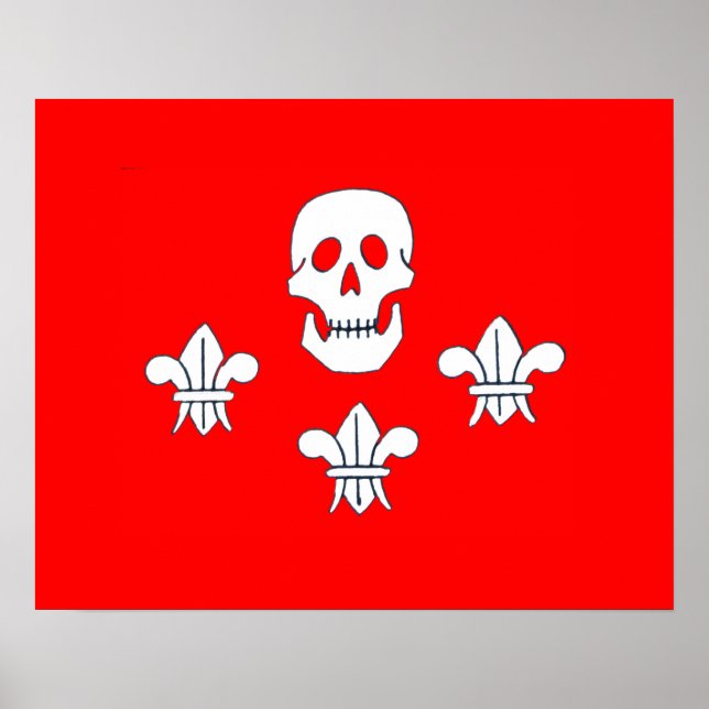 JOLLY ROGER SKULL OCH TRE LILIES FLAGGA POSTER (Framsidan)