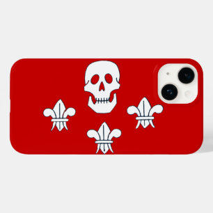 JOLLY ROGER SKULL OCH TRE LILIES FLAGGA Red White