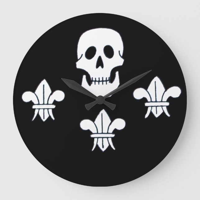 JOLLY ROGER SKULL OCH TRE LILIES FLAGGA STOR KLOCKA (Framsida)