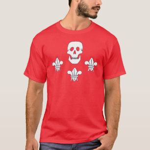 JOLLY ROGER SKULL OCH TRE LILIES FLAGGA TEE SHIRT