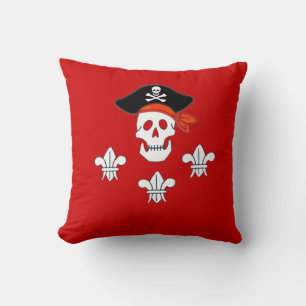 JOLLY ROGER SKULL, PIRAT HAT OCH TRE LILILIER KUDDE