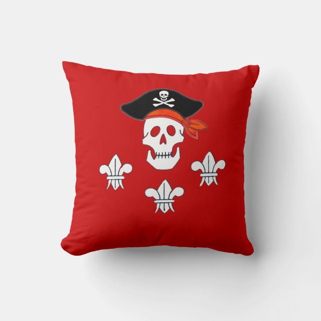 JOLLY ROGER SKULL, PIRAT HAT OCH TRE LILILIER KUDDE (Framsida)