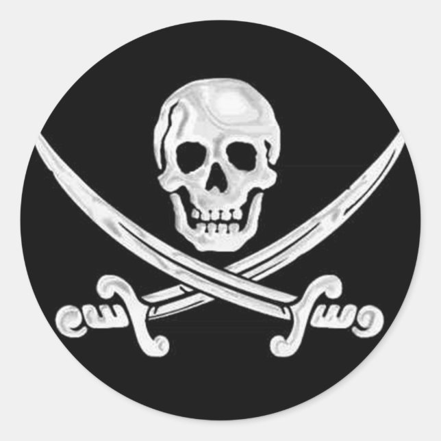 Jolly Roger Skull Runt Klistermärke (Framsida)