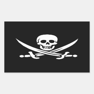 Jolly Roger som flygas av Calicojacken Rektangulärt Klistermärke