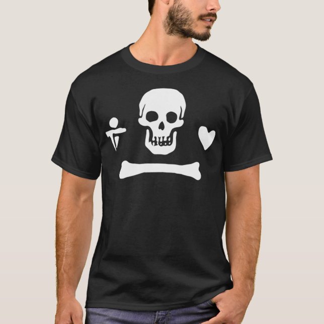 Jolly Roger Stede Bonnet Pirate Flag  T Shirt (Framsida)