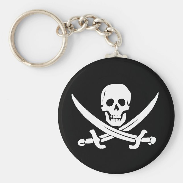 Jolly Roger Sword Pirat Keychain Nyckelring (Framsidan)