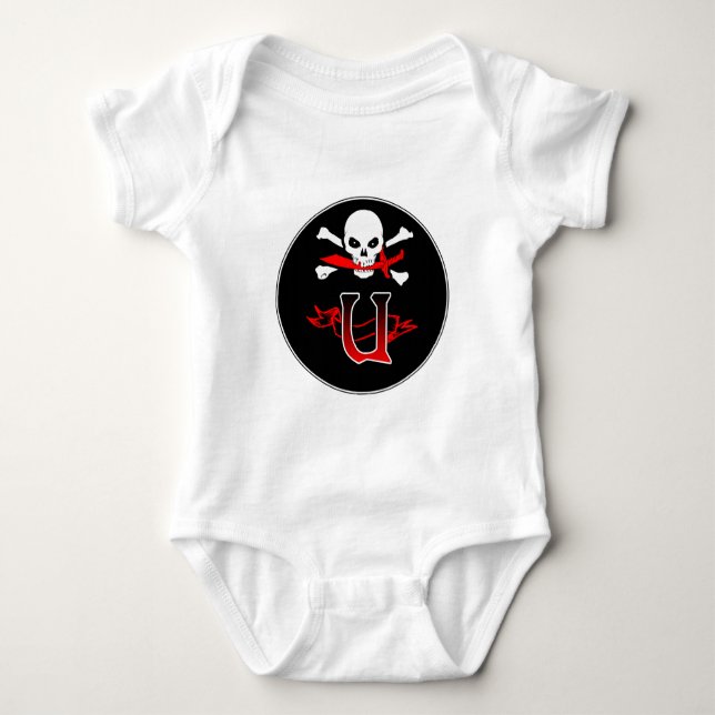 Jolly Roger U Monogram Initial T-shirt (Framsida)