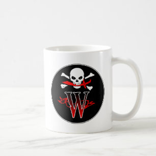 Jolly Roger W Monogram Initial Kaffemugg