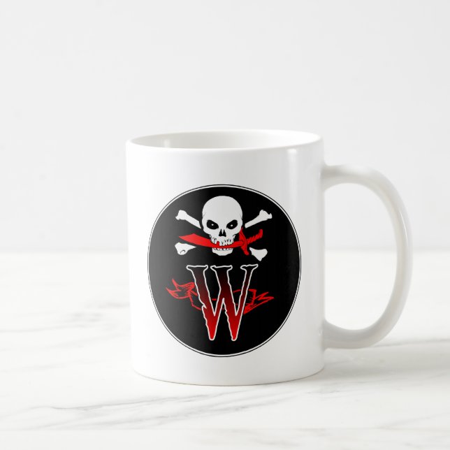 Jolly Roger W Monogram Initial Kaffemugg (Höger)