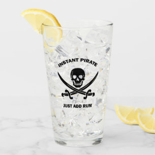 Jolly Rogers Instant Pirat Add Rum Glass Glaskopp