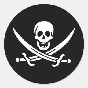 Jolly rosa pirat flagga runt klistermärke