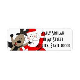 Jolly Santa and Reindeer Returadress Etikett