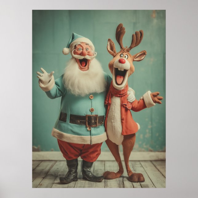 Jolly Santa and Rudolph Cheer Poster (Framsidan)
