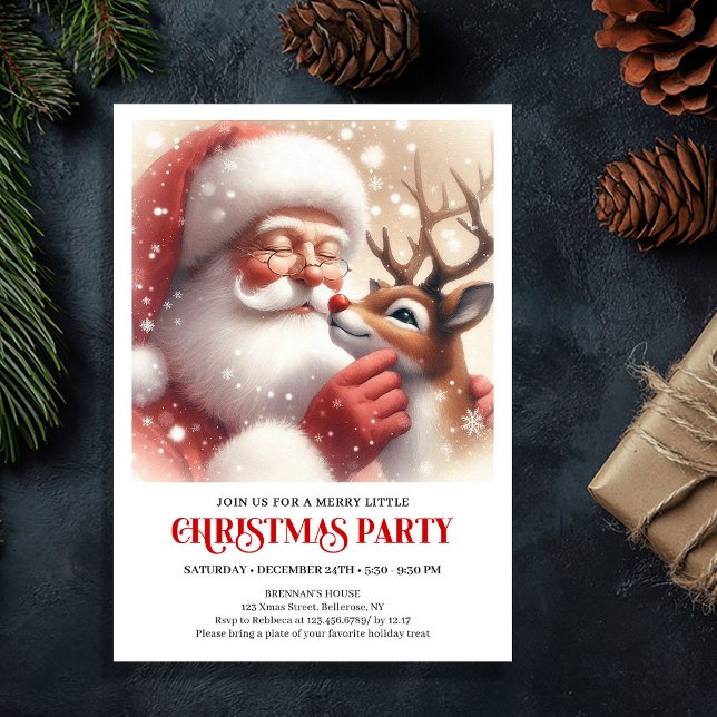 Jolly Santa and Rudolph Christmas Celebration  Inbjudningar (Jolly Santa and Rudolph Christmas Celebration Invite)