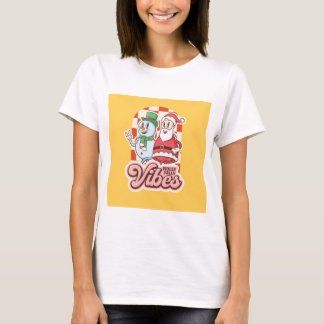 Jolly Santa and Snowman Vibes T-Shirt