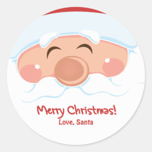 Jolly Santa Ansikte Helgdag Gift Runt Klistermärke