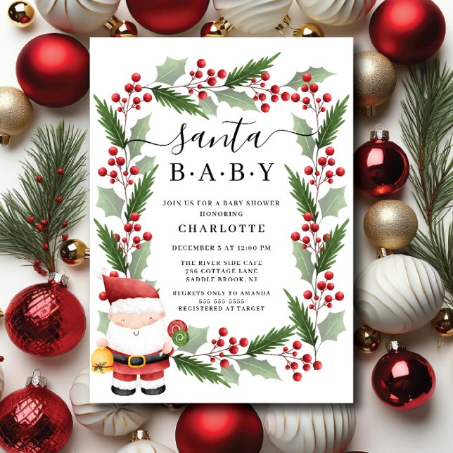 Jolly Santa Baby Shower-inbjudan Inbjudningar (Skapare uppladdad)