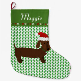 Jolly Santa Brown Dachshund Personlig Stor Julstrumpa