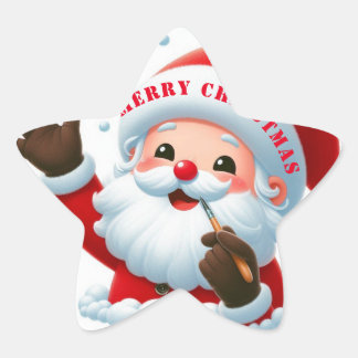 Jolly Santa Classic Round Stickers Stjärnformat Klistermärke