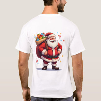 Jolly Santa Claus Laughing Ho Ho Ho with Big Bag  T Shirt