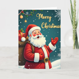 Jolly Santa Claus Merry Christmas Greeting Card Helgkort