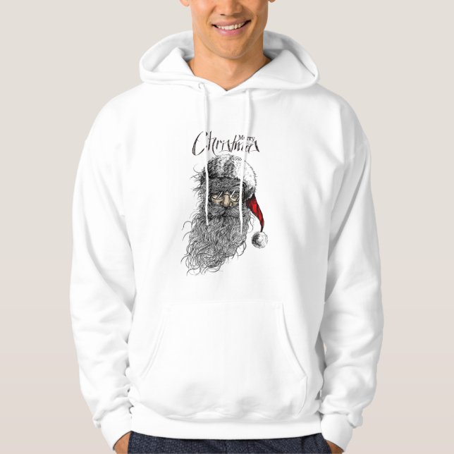Jolly Santa Delight - Festive White Hoodie for Boy (Framsida)