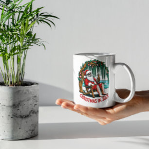 Jolly Santa Enjoying A Beer Kaffemugg