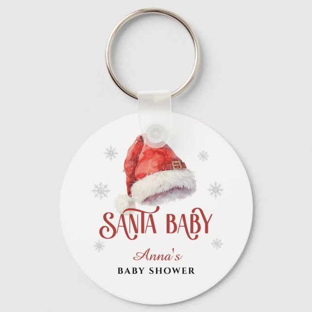Jolly Santa Hat Baby Shower gästkeepsaki-gåva Nyckelring (Framsida)
