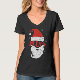 Jolly Santa Hat Beard Af Snöflingor Merry Christma T Shirt