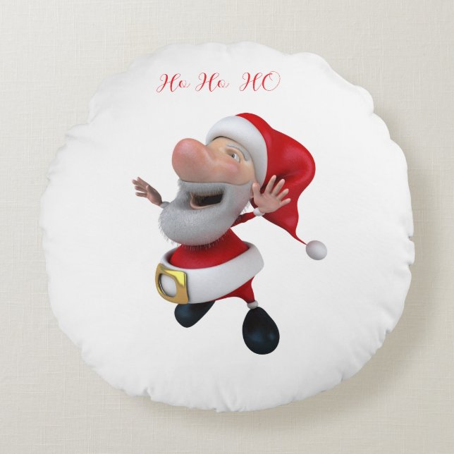 Jolly Santa Ho Ho  Rund Kudde (Framsidan)