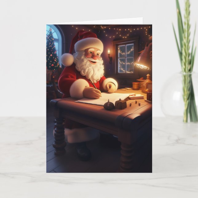 Jolly Santa med Snowy Magic jul Helgkort (Framsida)