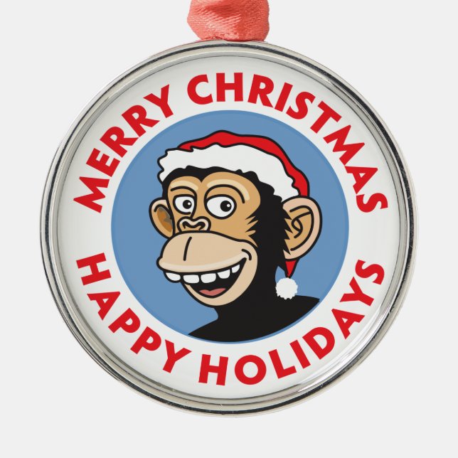 Jolly Santa Monkey Julgransprydnad Metall (Framsidan)
