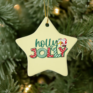 Jolly Santa Ornament, färgfull jul Julgransprydnad Keramik