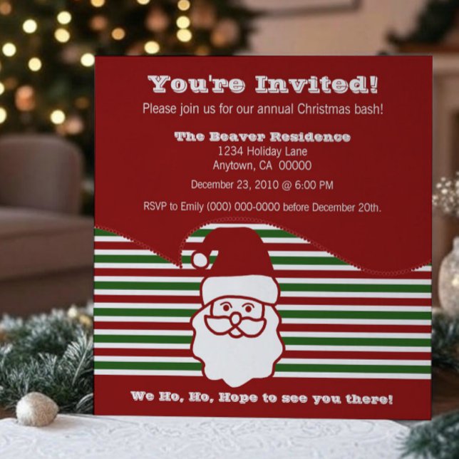 Jolly Santa Party Inbjudan (Jolly Santa Christmas Party Invitation
)