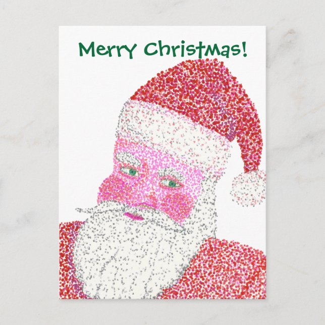 Jolly Santa Pointillism God jul Postcards Helg Vykort (Framsida)