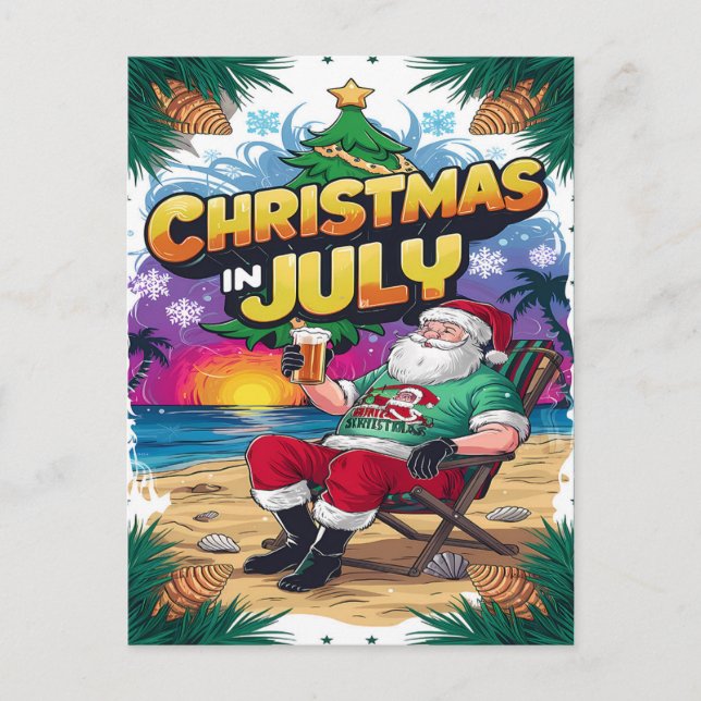Jolly Santa Relaxing med öl Vykort (Framsida)