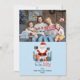 Jolly Santa Roligt Cute Family Photo Helgdag Card Julkort