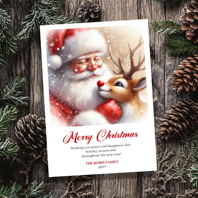 Jolly Santa Rudolph Classic Art Christmas Greeting Julkort (Jolly Santa Rudolph Classic Art Christmas Greeting Card)