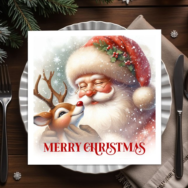 Jolly Santa Rudolph Holiday Party Napkins Pappersservett (Jolly Santa Rudolph Holiday Party Napkins)