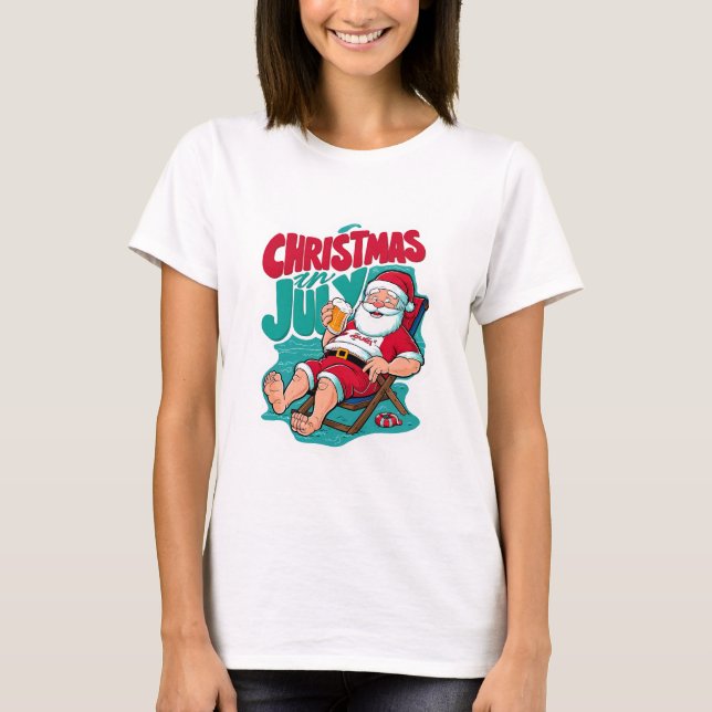 Jolly Santa Savoring a Frosty Brew T Shirt (Framsida)