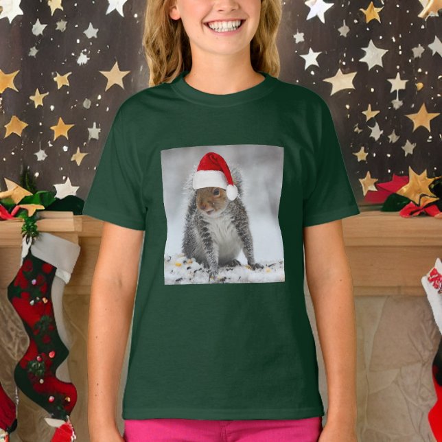 Jolly Santa Squirrel Girl's T-shirt (Skapare uppladdad)
