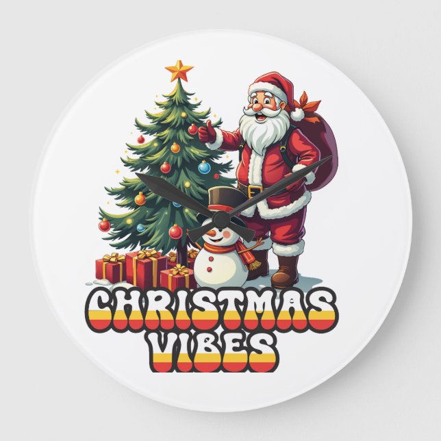 Jolly Santa Vibes Stor Klocka (Framsida)
