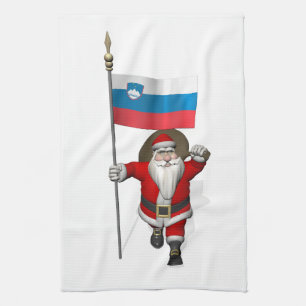 Jolly Santa Visiting Slovenien Kökshandduk