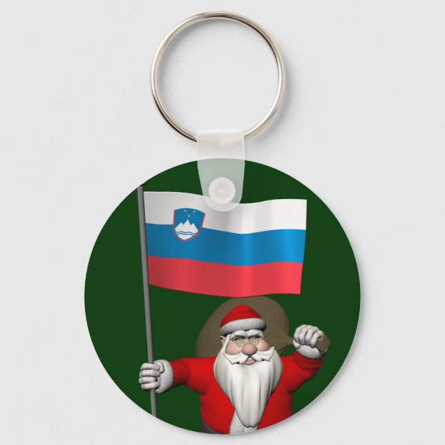 Jolly Santa Visiting Slovenien Nyckelring (Framsida)