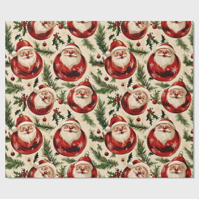 Jolly Santa's Festive Ornaments Delight Presentpapper (Platt)