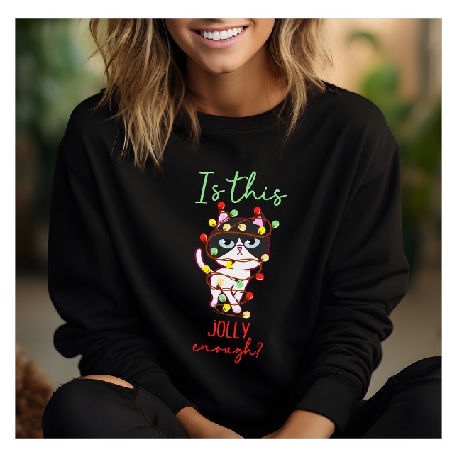 Jolly sarcastic white cat julgran ljus t shirt (Skapare uppladdad)
