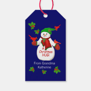 Jolly Snögubbe Hugs från Grandma Small Gift Bag Presentetikett