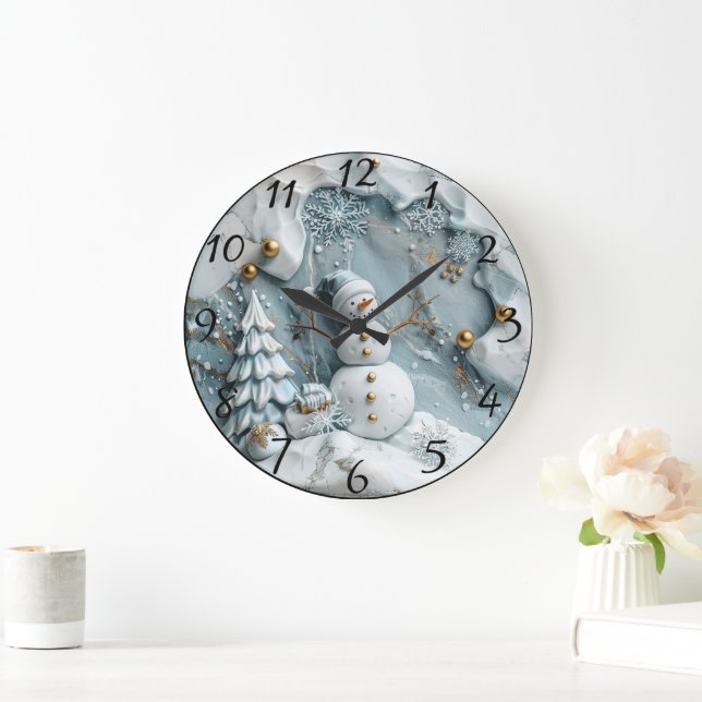 Jolly Snögubbe i julscenen Stor Klocka (Hem)